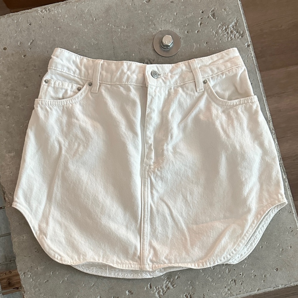 White Denim Mini Skirt